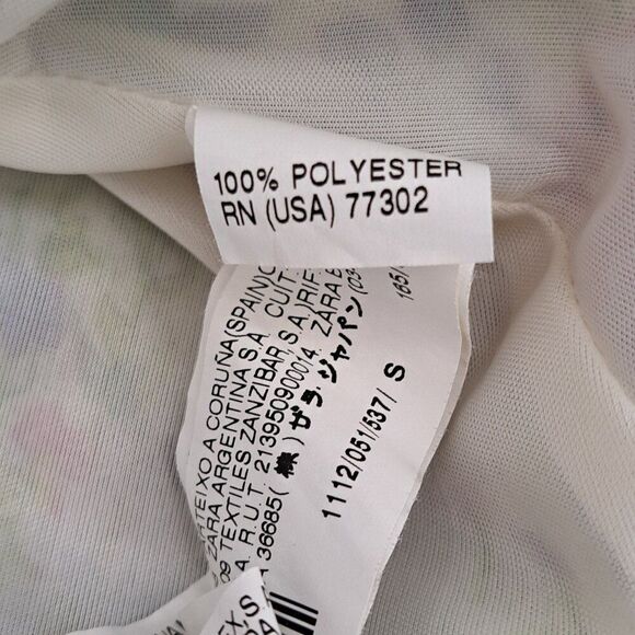 Zara Women's Sleeveless Green Floral Y2k Babydoll Coquette Top Sz Small - Picture 7 of 8